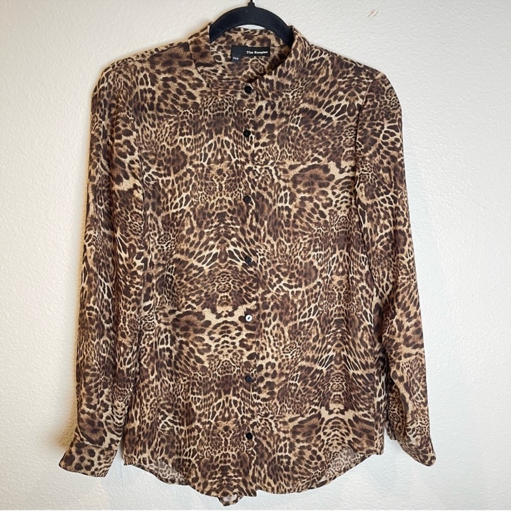 The Kooples Leopard Print Button Up Top Size XXS Semi Sheer Blouse Mobwives - Picture 1 of 13